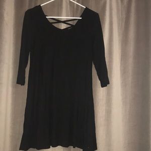 Criss Cross Back Black Swing Dress